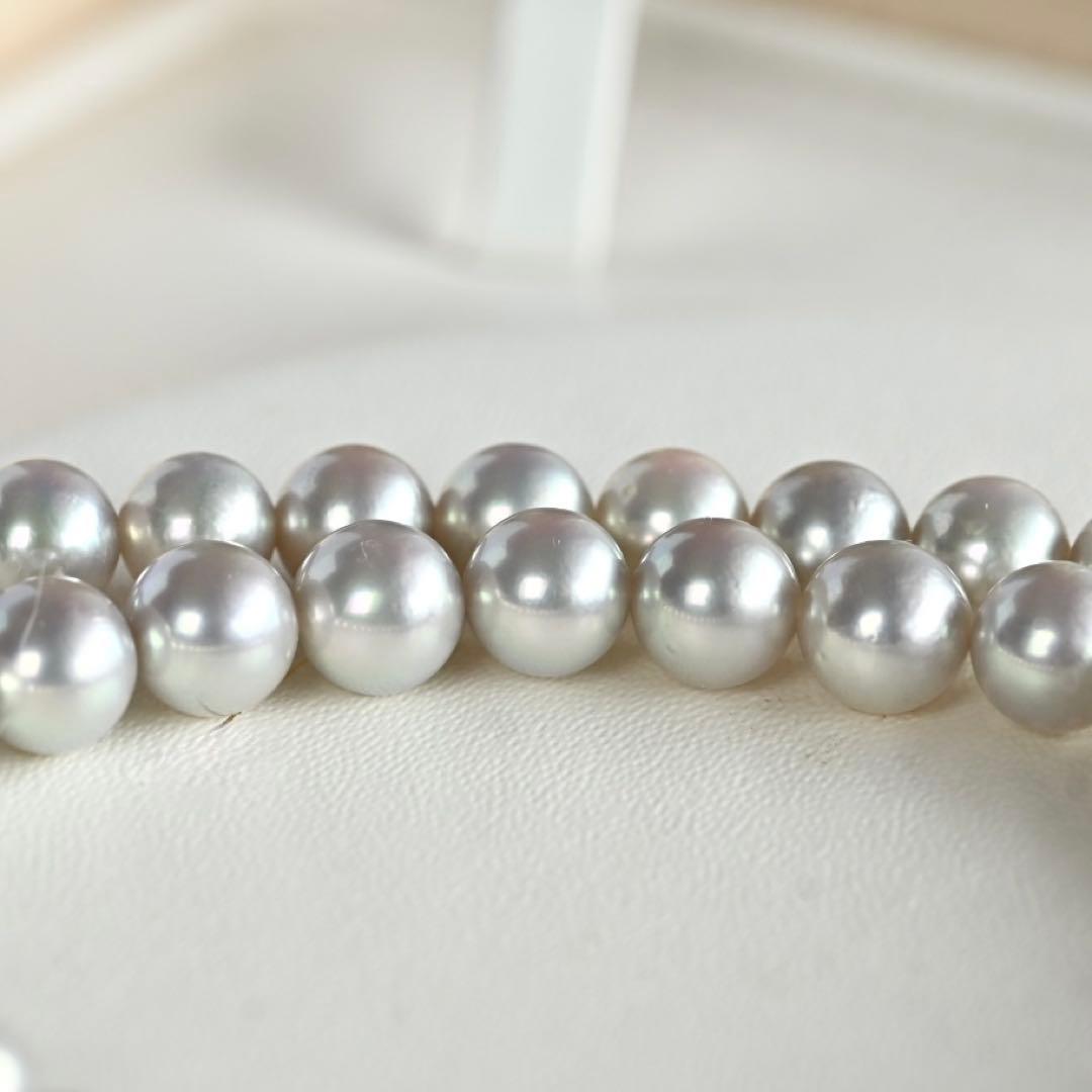 Takatsuki Akoya pearl necklace featuring 6.7mm round pearls on a 42cm silver tone strand with silver clasp