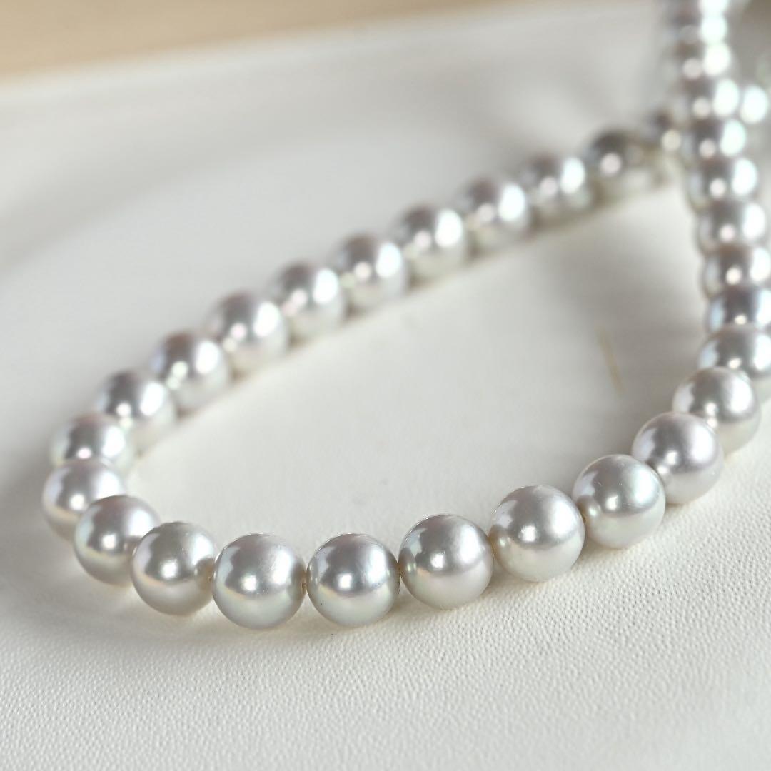 Takatsuki Akoya pearl necklace featuring 6.7mm round pearls on a 42cm silver tone strand with silver clasp