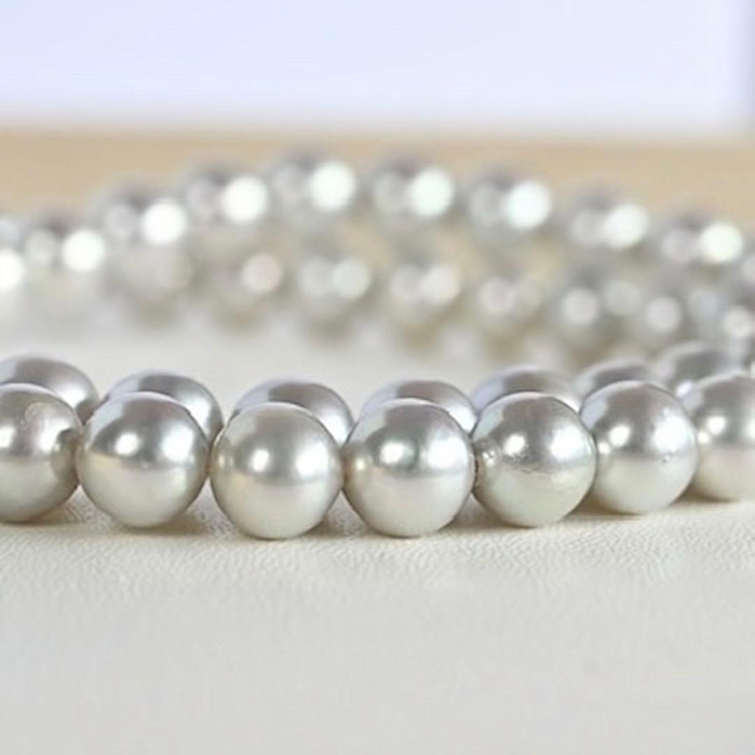 Takatsuki Akoya pearl necklace featuring 6.7mm round pearls on a 42cm silver tone strand with silver clasp