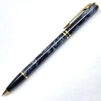 Waterman mechanical pencil in gray marble pattern with gold accents and 0.5 mm lead