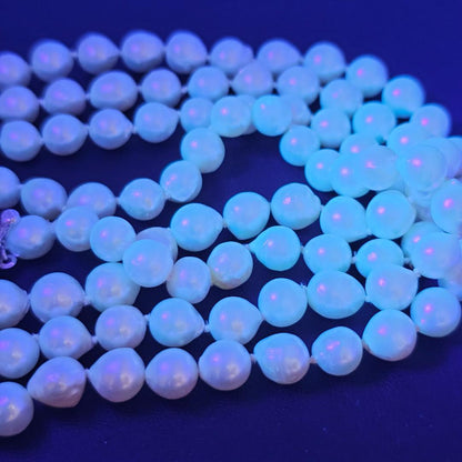 Authentic Akoya pearl super long necklace with 7mm beads and silver clasp, hand-tied all knot design, 134cm length