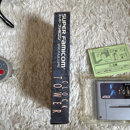 CLOCK TOWER Super Famicom cartridge with original box from 1997 horror adventure game by HUMAN