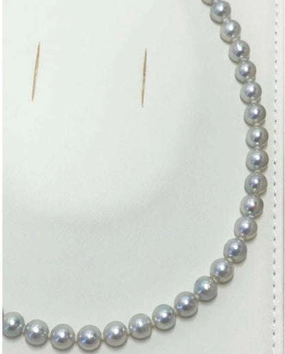 Akoya pearl necklace featuring 6.5-7mm light gray semi baroque pearls on a 39.5cm silver clasp chain