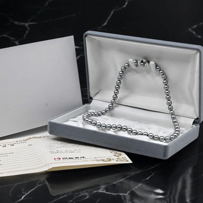 Takatoshi Akoya pearl necklace measuring 41.5 cm with lustrous white pearls and elegant design