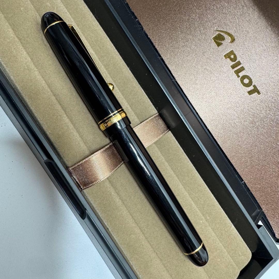 Pilot fountain pen with 14K nib displayed alongside its protective case