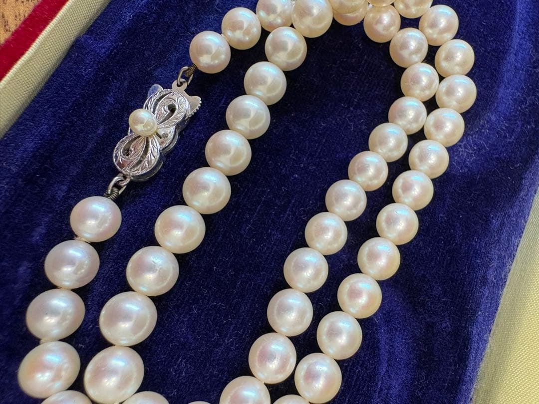 Mikimoto pearl necklace in white gold K14WG with 6.5mm round pearls, 37.5 cm length
