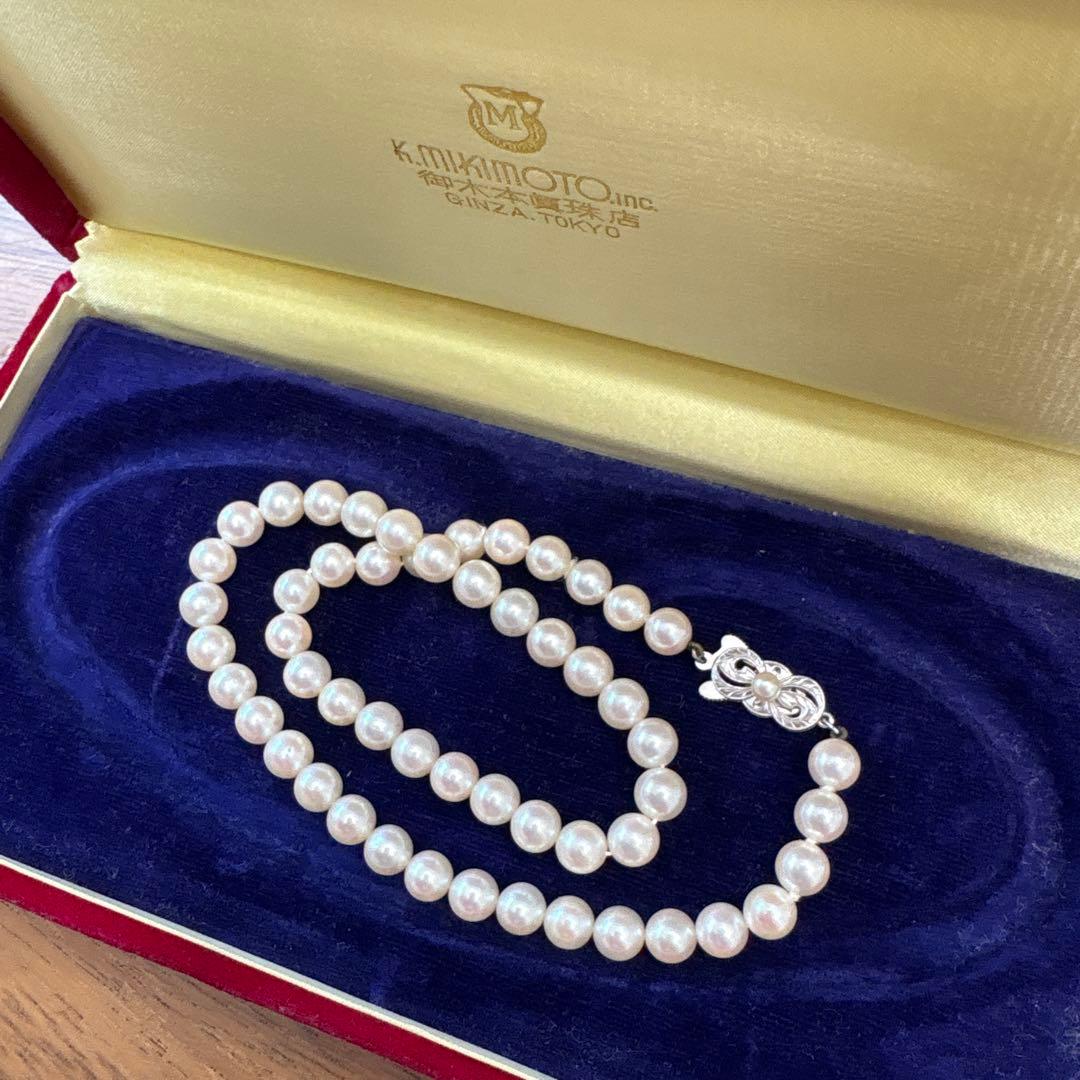Mikimoto pearl necklace in white gold K14WG with 6.5mm round pearls, 37.5 cm length