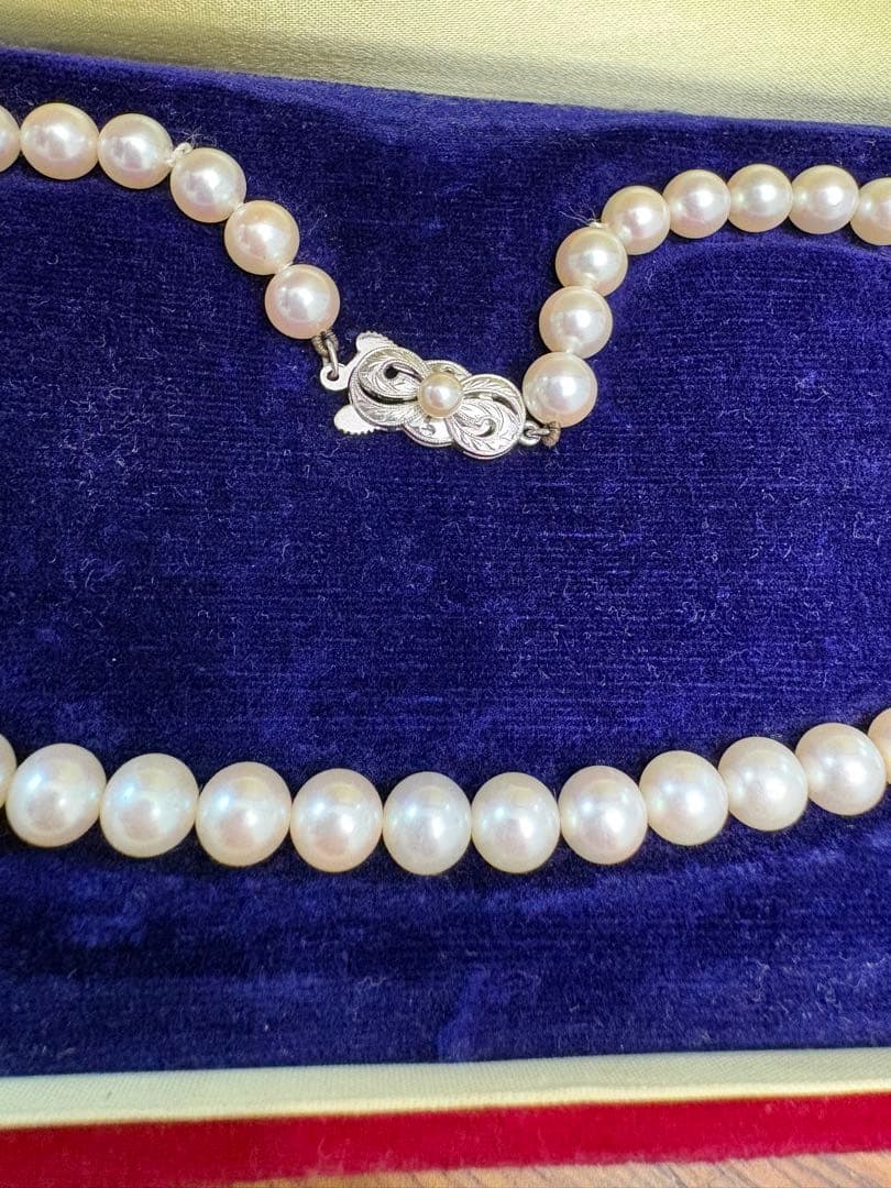 Mikimoto pearl necklace in white gold K14WG with 6.5mm round pearls, 37.5 cm length