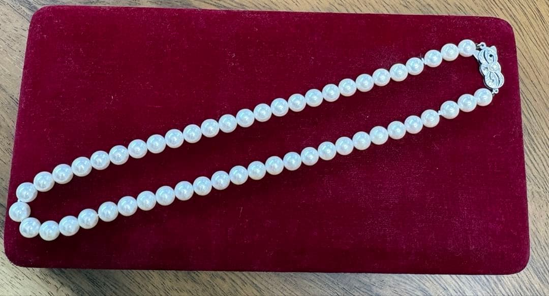 Mikimoto pearl necklace in white gold K14WG with 6.5mm round pearls, 37.5 cm length