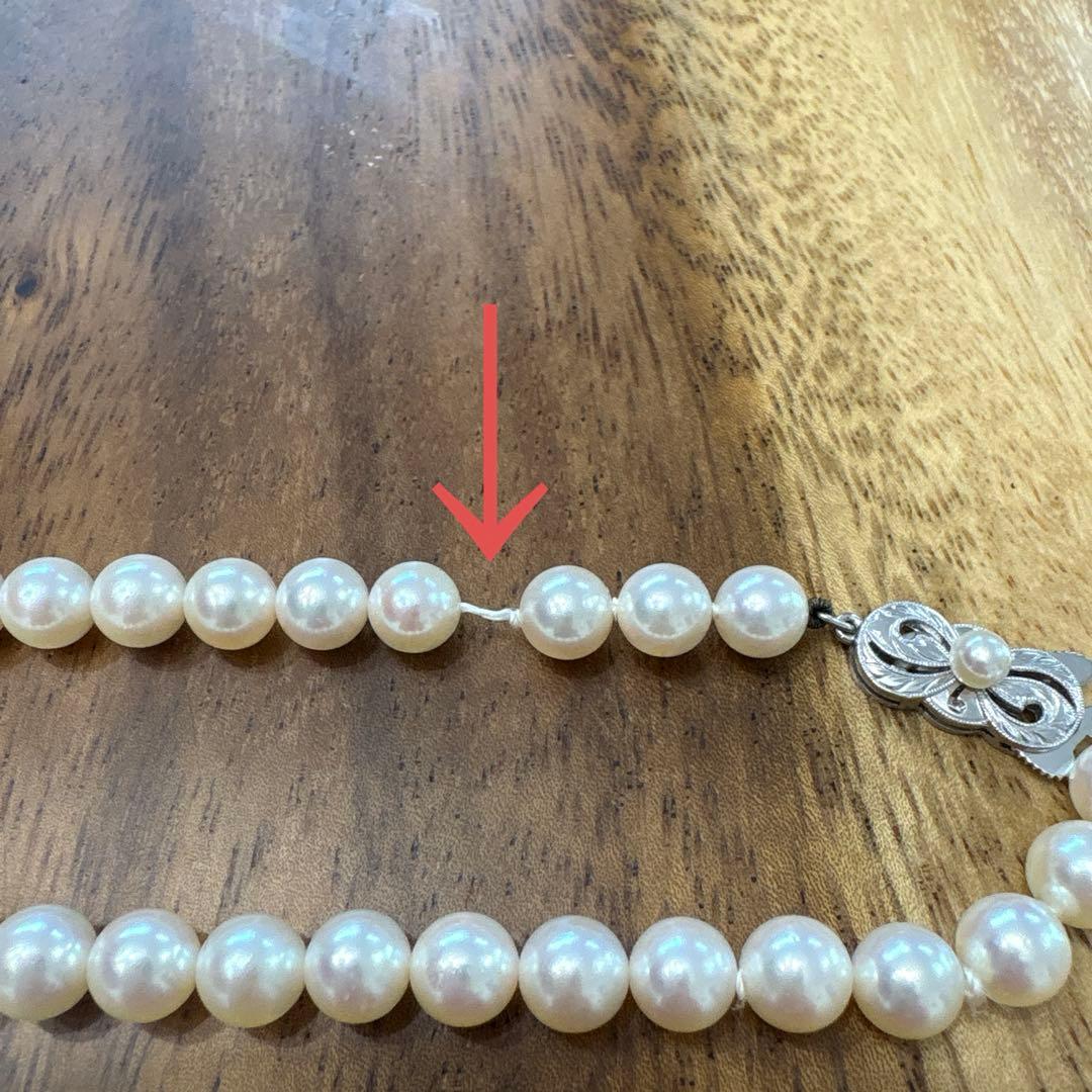 Mikimoto pearl necklace in white gold K14WG with 6.5mm round pearls, 37.5 cm length