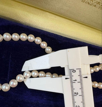 Mikimoto pearl necklace in white gold K14WG with 6.5mm round pearls, 37.5 cm length