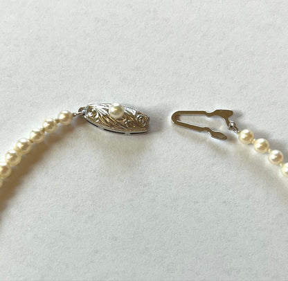 Tasaki Baby Pearl Necklace with small 3mm pearls on a 38cm strand and silver clasp