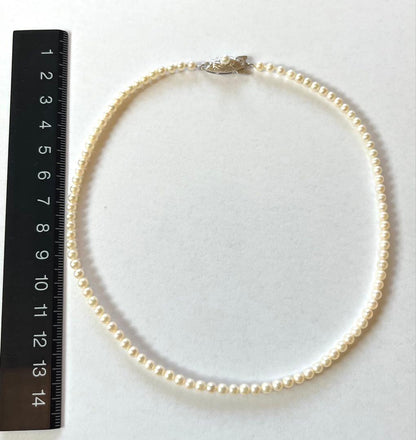 Tasaki Baby Pearl Necklace with small 3mm pearls on a 38cm strand and silver clasp