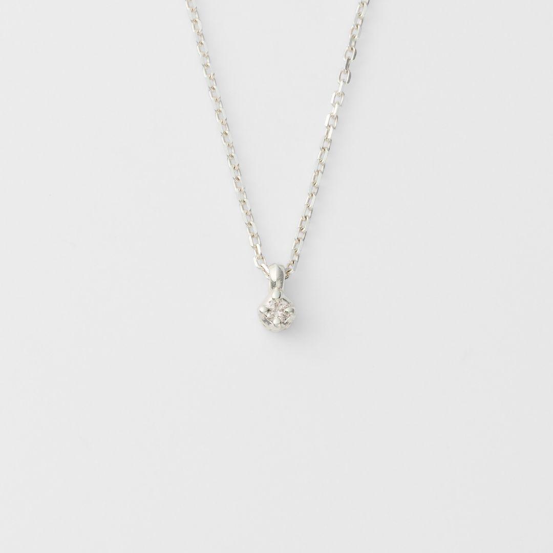 Agatte silver necklace with 0.03 ct diamond pendant on adjustable 36-40cm chain