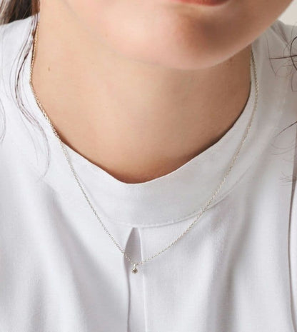Agatte silver necklace with 0.03 ct diamond pendant on adjustable 36-40cm chain