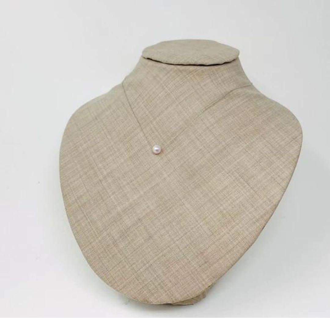 PT850 platinum Akoya pearl thread necklace with 7mm pearls and 40cm chain displayed on white background
