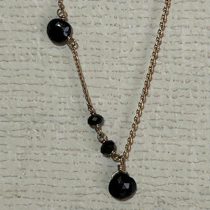 Agete K10 Onyx Necklace featuring a 44.5 cm slide ball chain with black onyx pendant