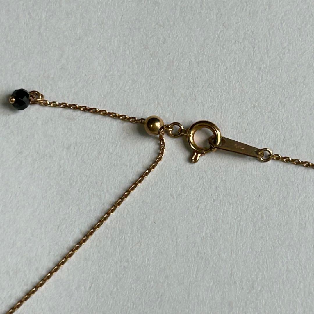 Agete K10 Onyx Necklace featuring a 44.5 cm slide ball chain with black onyx pendant