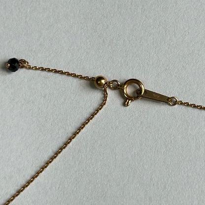Agete K10 Onyx Necklace featuring a 44.5 cm slide ball chain with black onyx pendant