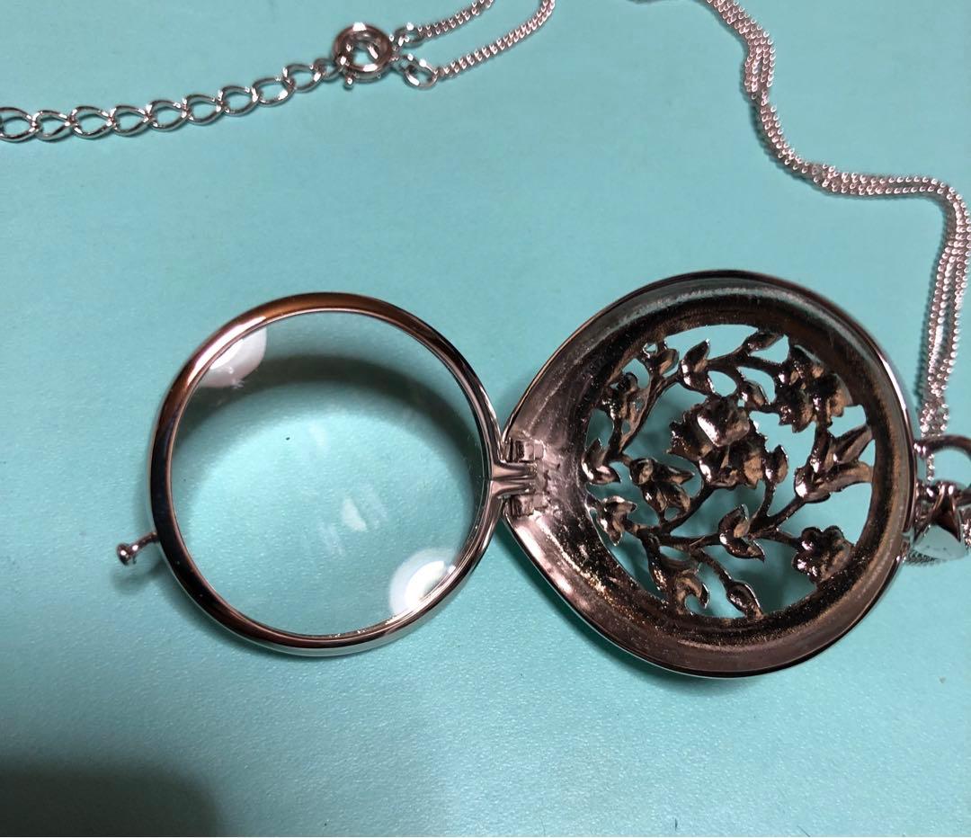 Mikimoto Pearl Magnifying Glass Necklace with pearl pendant and 77 cm adjustable silver chain