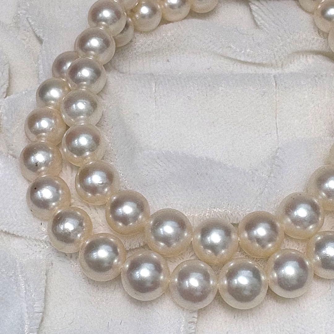 Tasaki Akoya Pearl Necklace featuring 7.5-8mm pearls with silver clasp, 43cm length