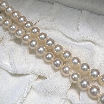 Tasaki Akoya Pearl Necklace featuring 7.5-8mm pearls with silver clasp, 43cm length