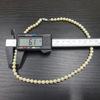 Akoya pearl necklace featuring 6.2mm genuine pearls on a 42cm strand