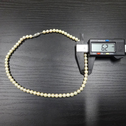 Akoya pearl necklace featuring 6.2mm genuine pearls on a 42cm strand