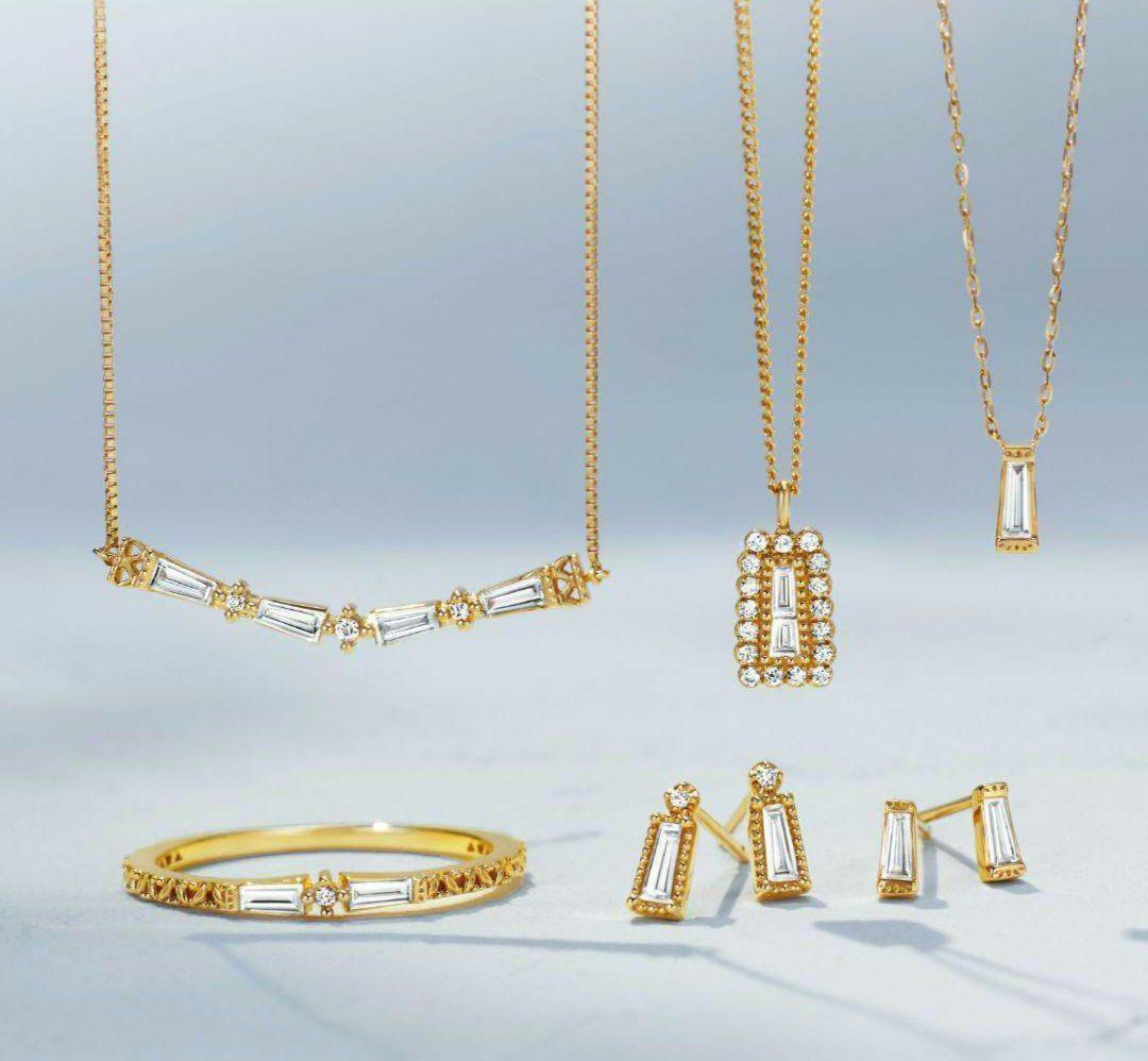 agete K18 gold necklace featuring a delicate chain with a sparkling diamond pendant