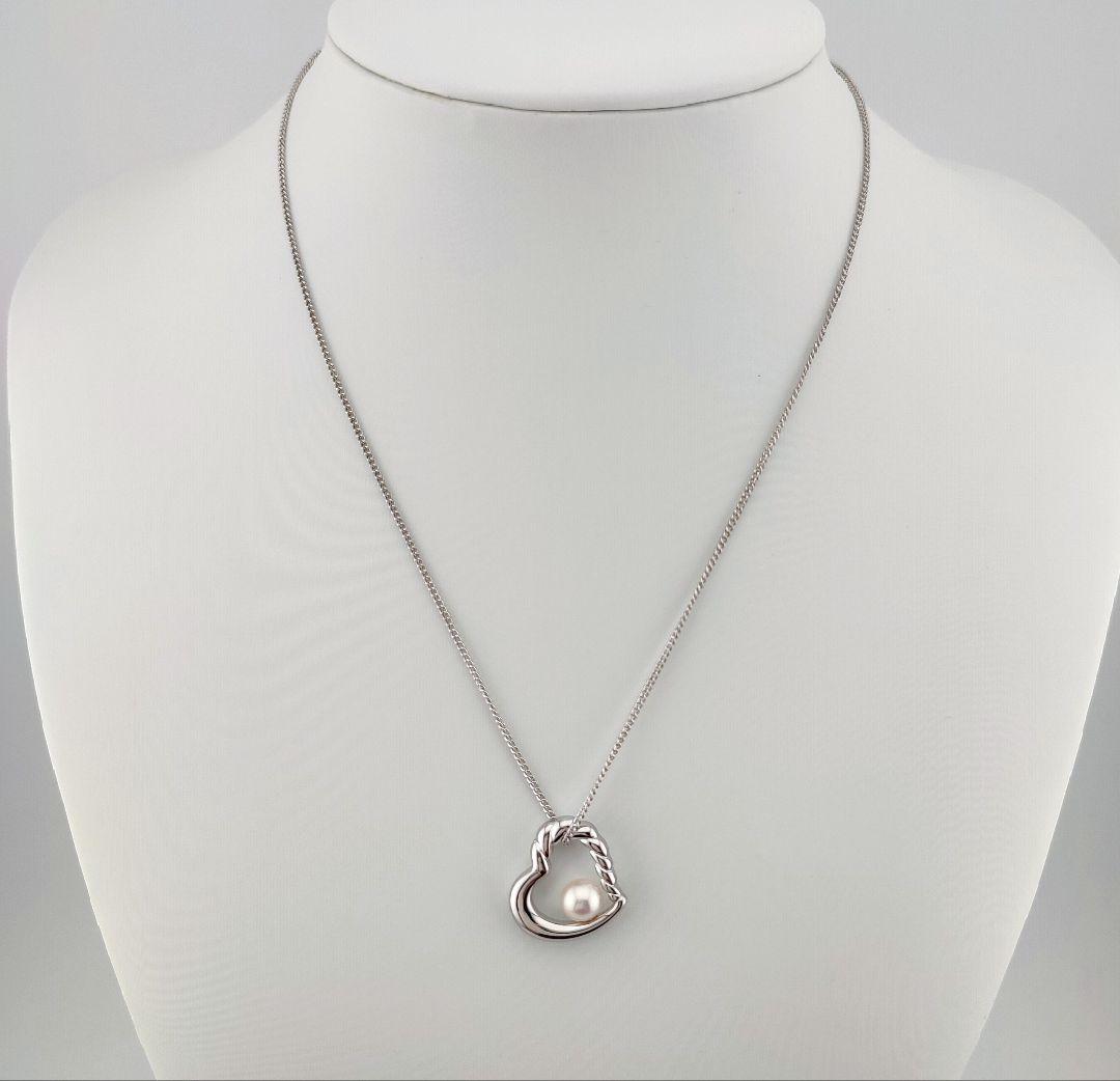 TASAKI Open Heart Pearl Necklace in silver with a 6.3mm round pearl pendant