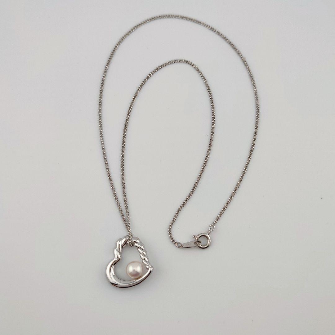 TASAKI Open Heart Pearl Necklace in silver with a 6.3mm round pearl pendant