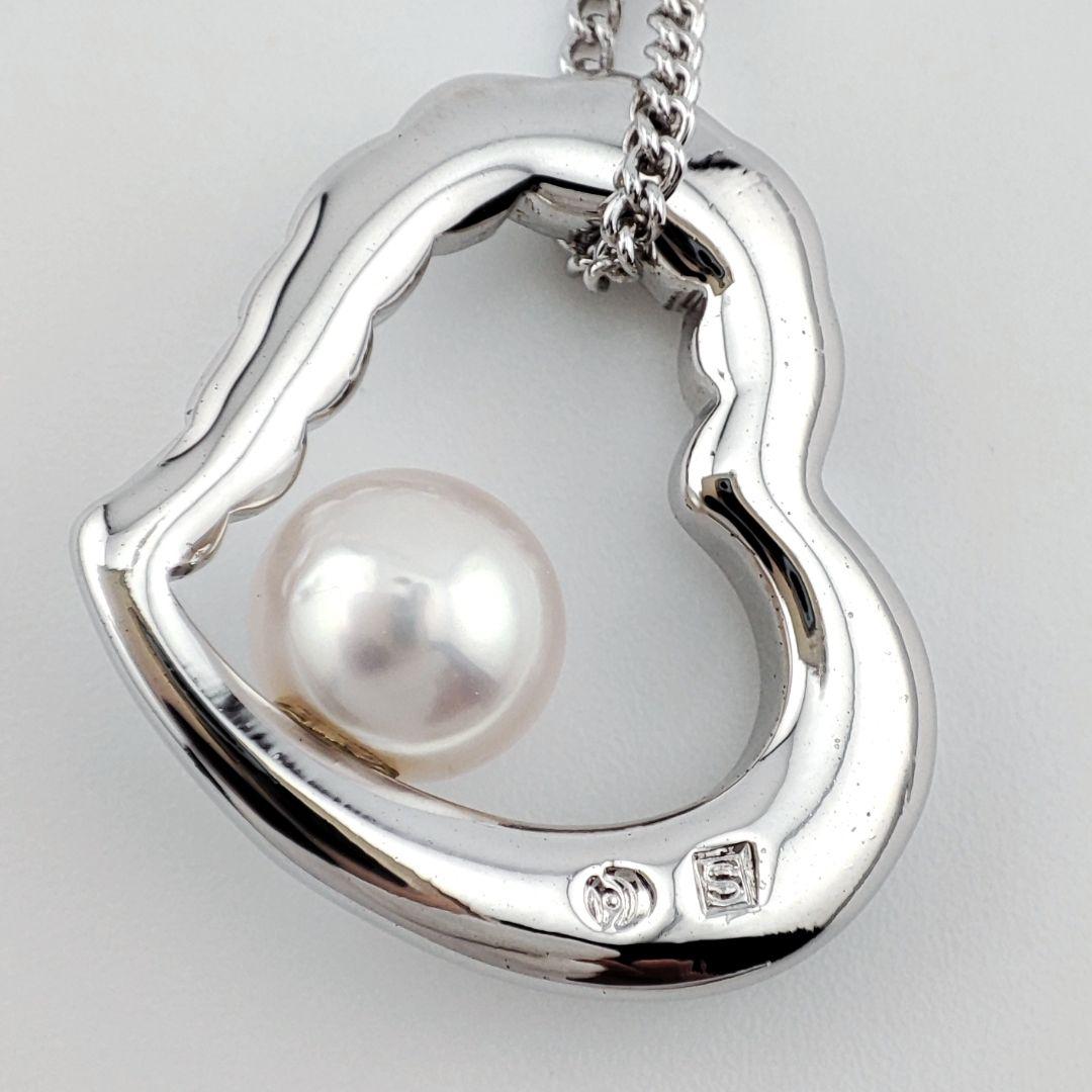 TASAKI Open Heart Pearl Necklace in silver with a 6.3mm round pearl pendant