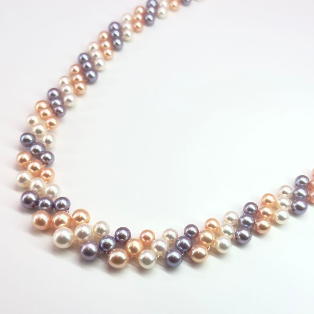 Tasaki K18 3-row pearl necklace with pearls sized 3.0-6.2mm and 40cm gold chain