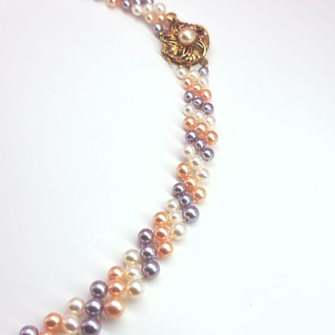 Tasaki K18 3-row pearl necklace with pearls sized 3.0-6.2mm and 40cm gold chain