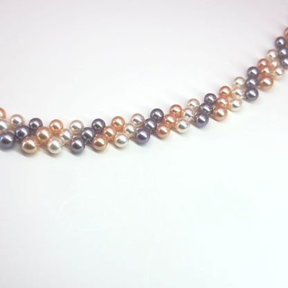 Tasaki K18 3-row pearl necklace with pearls sized 3.0-6.2mm and 40cm gold chain