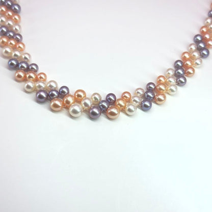 Tasaki K18 3-row pearl necklace with pearls sized 3.0-6.2mm and 40cm gold chain