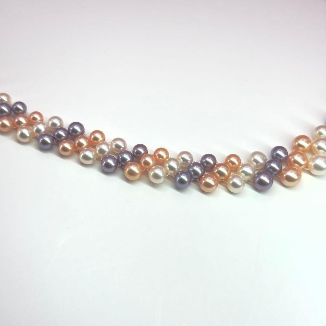 Tasaki K18 3-row pearl necklace with pearls sized 3.0-6.2mm and 40cm gold chain