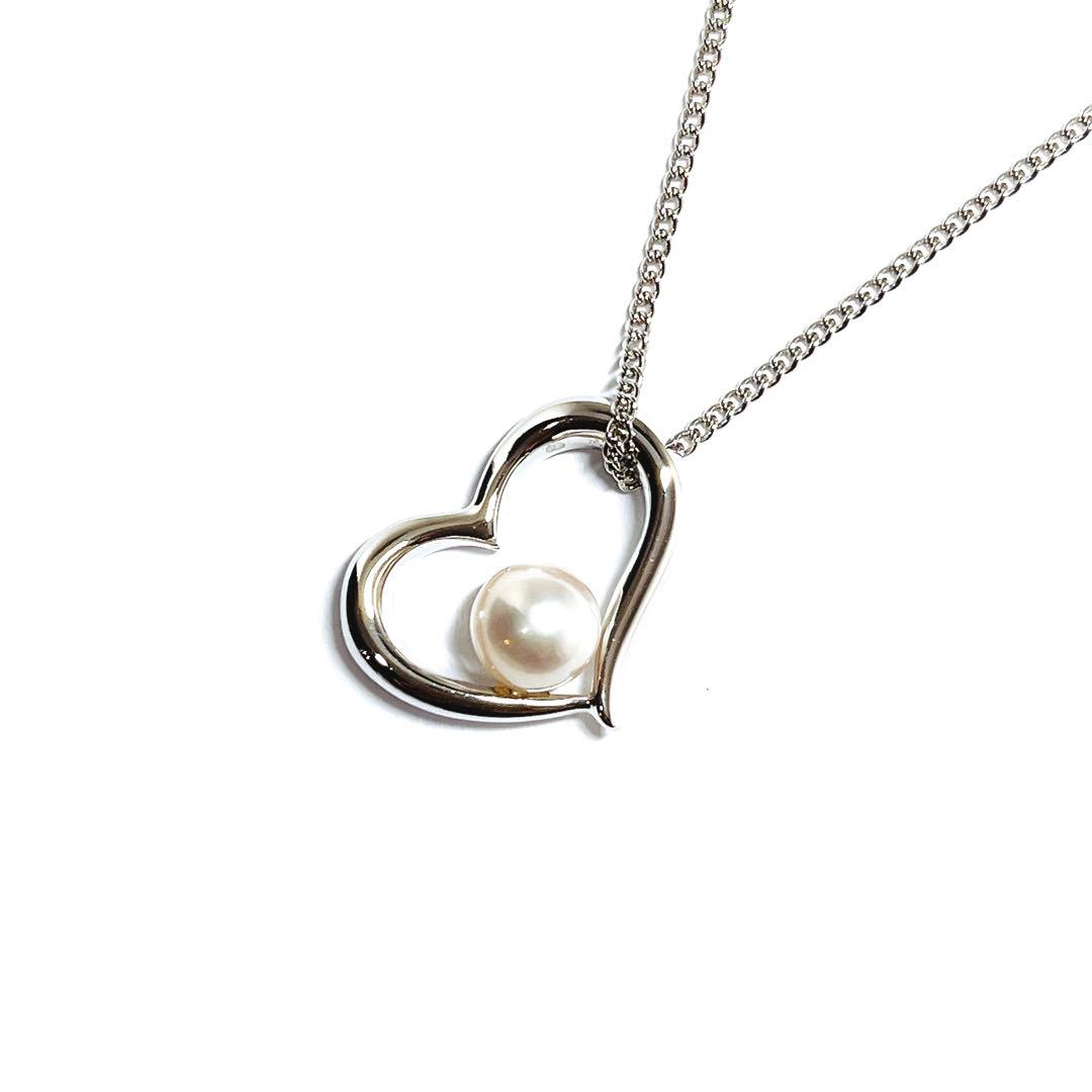 TASAKI Pearl Open Heart Necklace SV925 featuring 5.9 mm pearl and silver chain