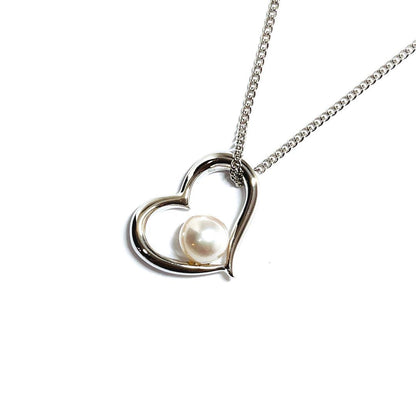 TASAKI Pearl Open Heart Necklace SV925 featuring 5.9 mm pearl and silver chain