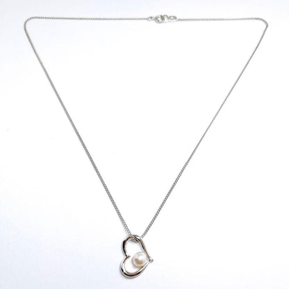TASAKI Pearl Open Heart Necklace SV925 featuring 5.9 mm pearl and silver chain