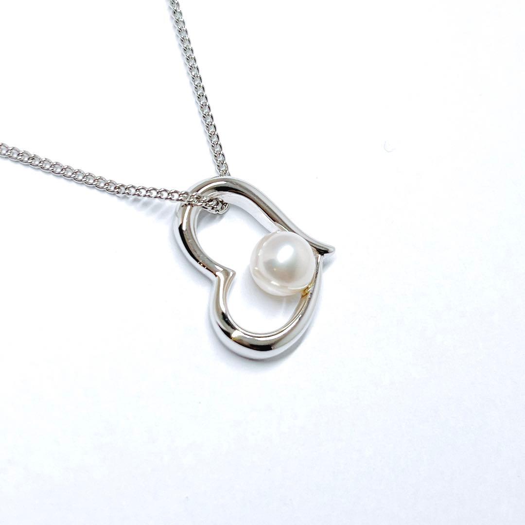TASAKI Pearl Open Heart Necklace SV925 featuring 5.9 mm pearl and silver chain