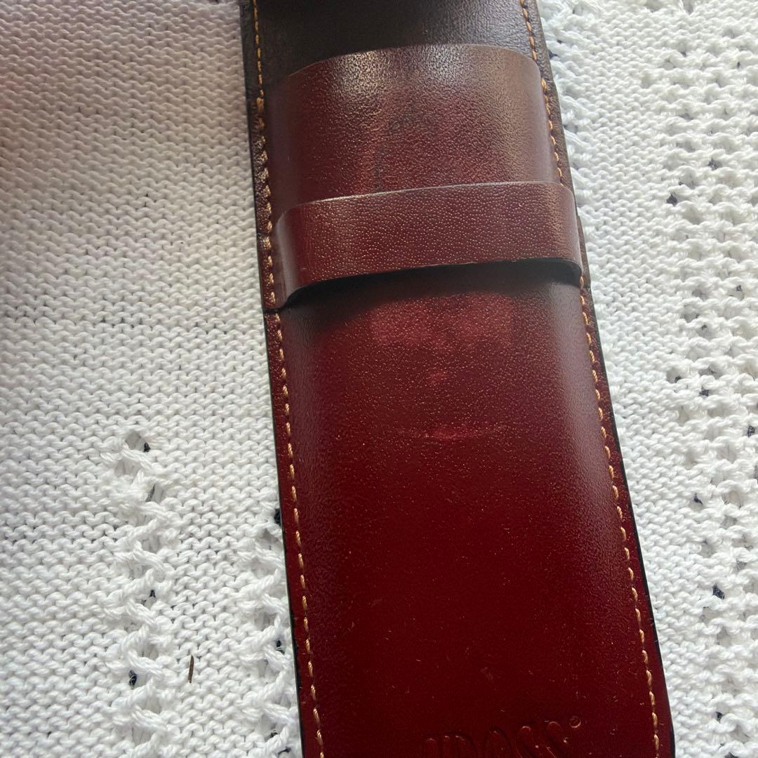 CROSS silver ballpoint pen set with metal body and leather case in original box