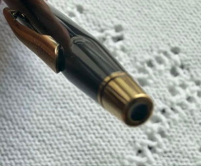 CROSS silver ballpoint pen set with metal body and leather case in original box