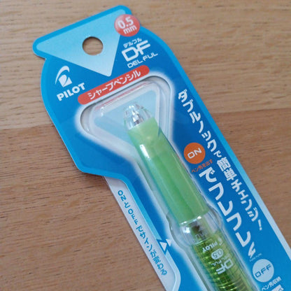 Pilot Delful mechanical pencil 0.5mm transparent green body with dual-action mechanism