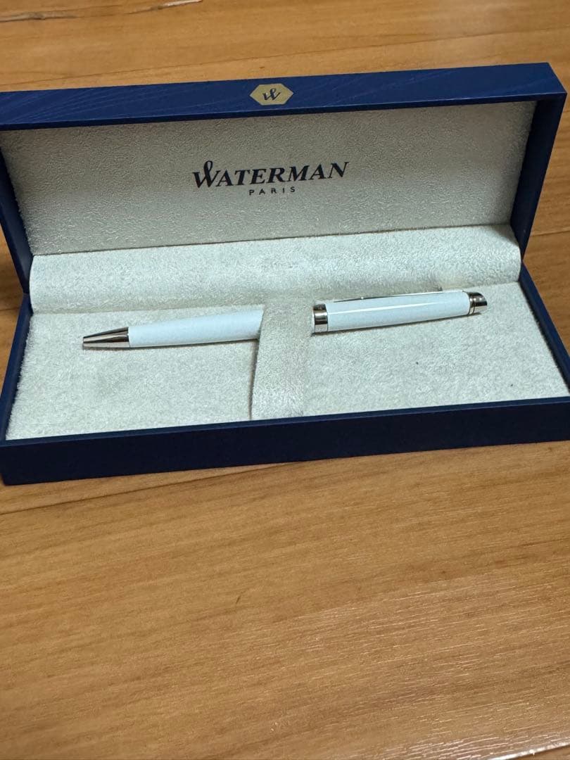 WATERMAN white ballpoint pen with sleek dedicated case on white background