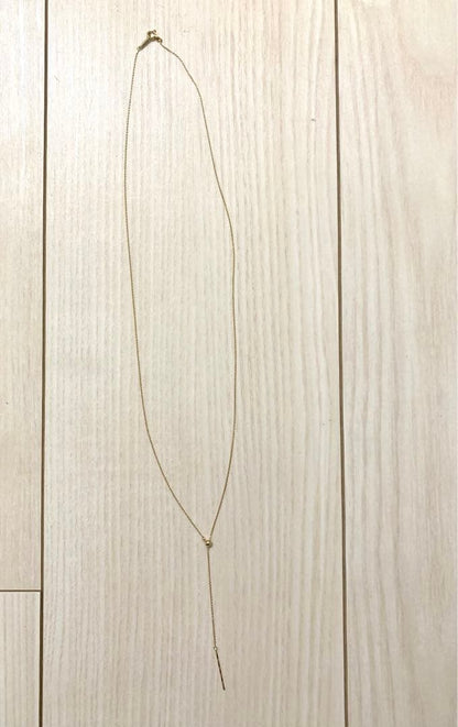 Tested-fitting Agate Y-shape necklace made of K10 gold with a 60cm chain length