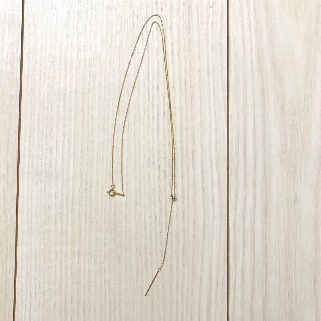 Tested-fitting Agate Y-shape necklace made of K10 gold with a 60cm chain length