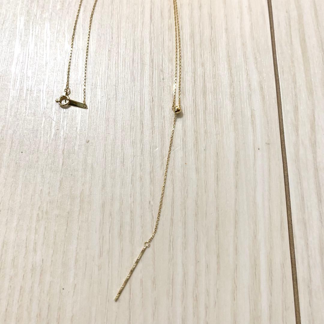 Tested-fitting Agate Y-shape necklace made of K10 gold with a 60cm chain length