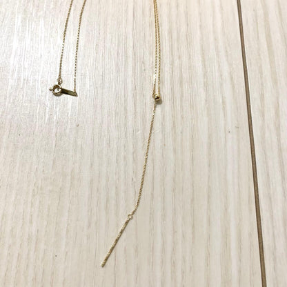 Tested-fitting Agate Y-shape necklace made of K10 gold with a 60cm chain length
