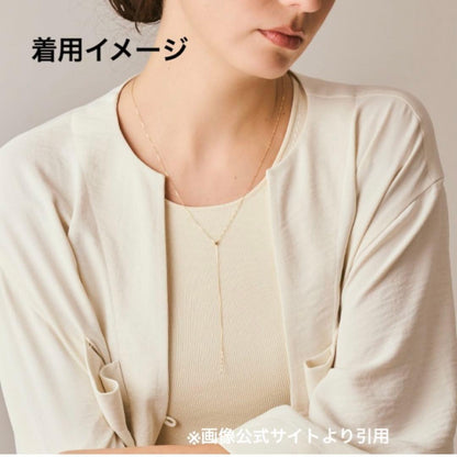 Tested-fitting Agate Y-shape necklace made of K10 gold with a 60cm chain length
